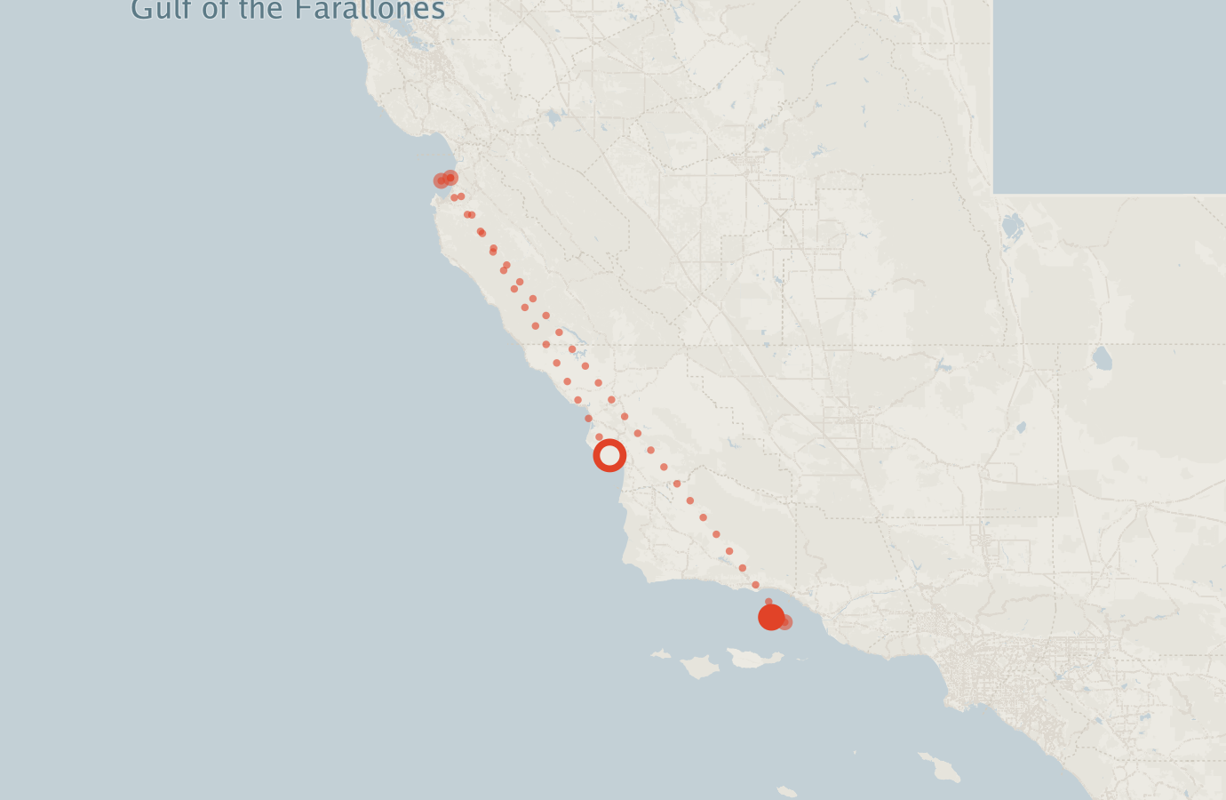 Activity map — real sighting points on an OpenStreetMap basemap