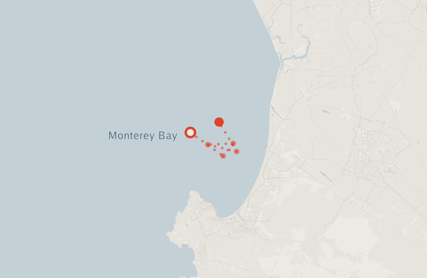 Activity map — real sighting points on an OpenStreetMap basemap