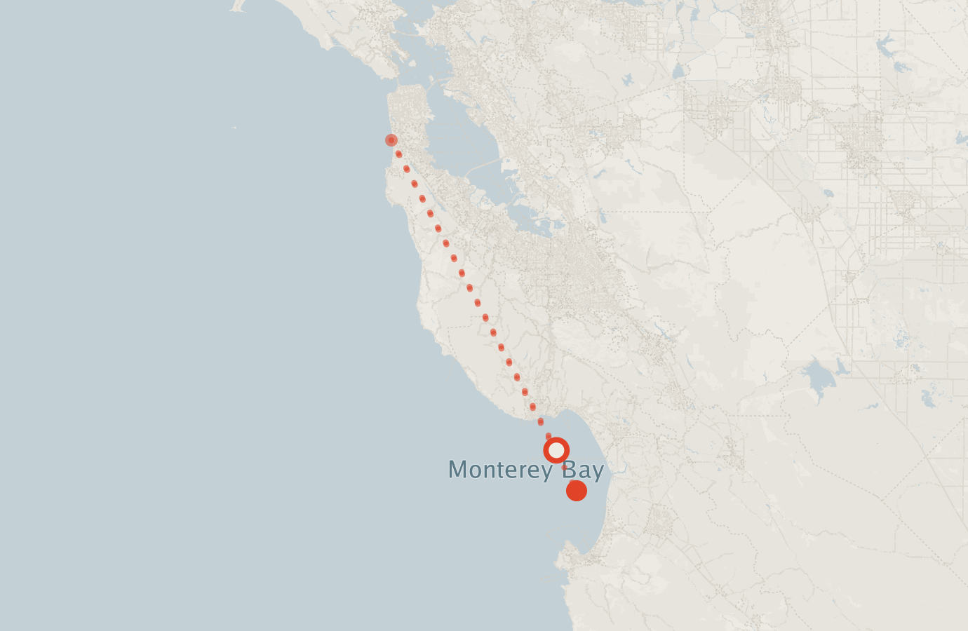 Activity map — real sighting points on an OpenStreetMap basemap