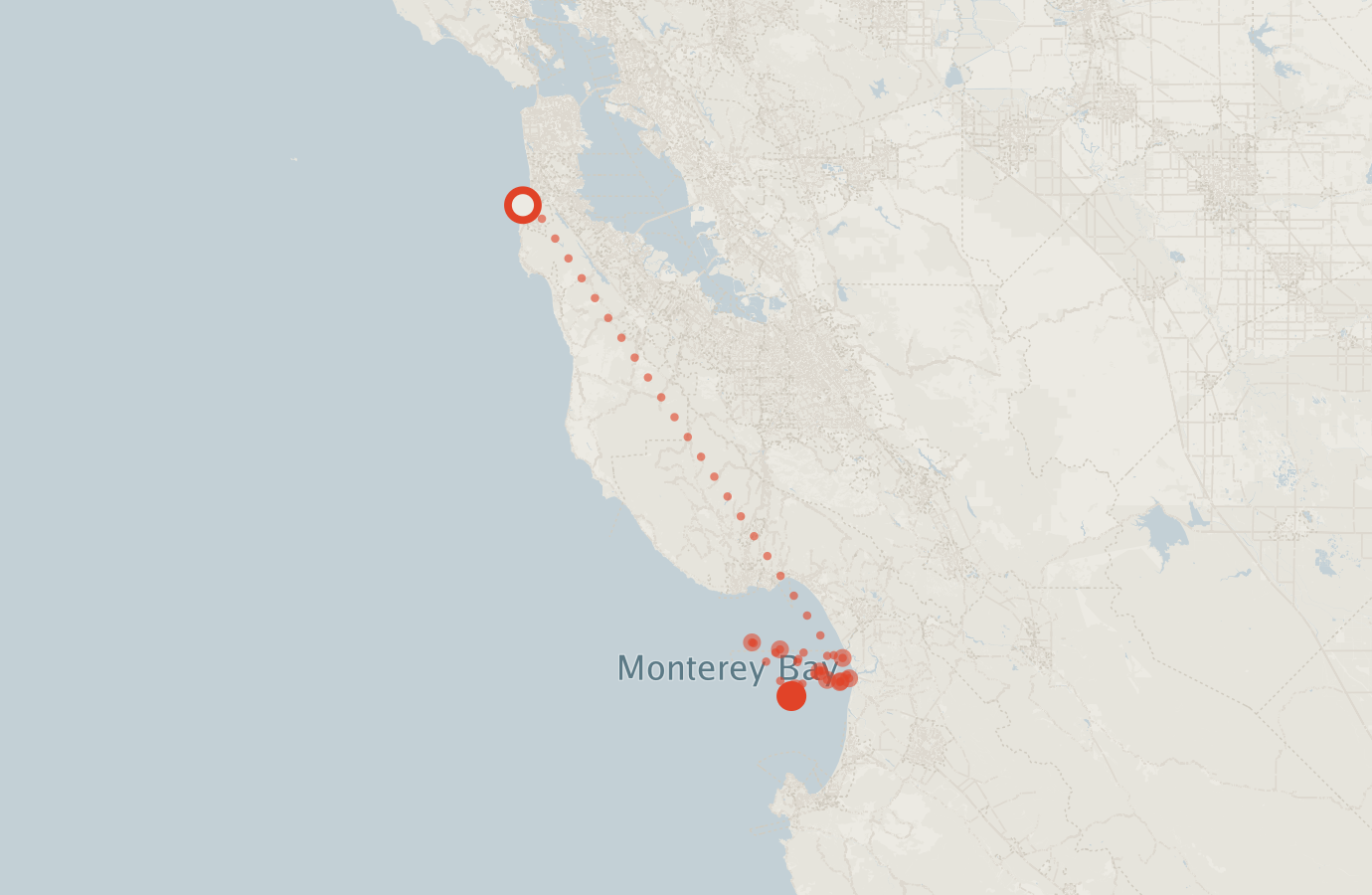 Activity map — real sighting points on an OpenStreetMap basemap