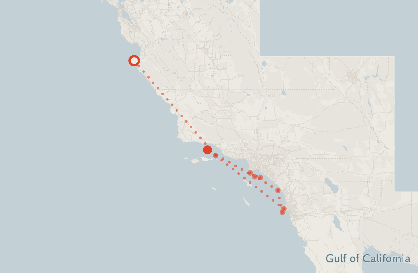 Activity map — real sighting points on an OpenStreetMap basemap