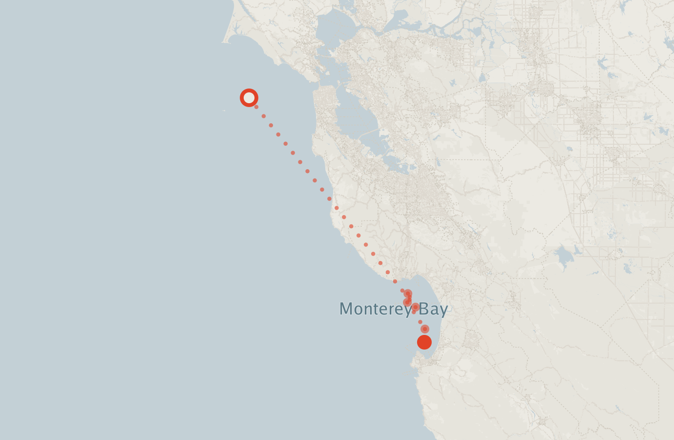 Activity map — real sighting points on an OpenStreetMap basemap