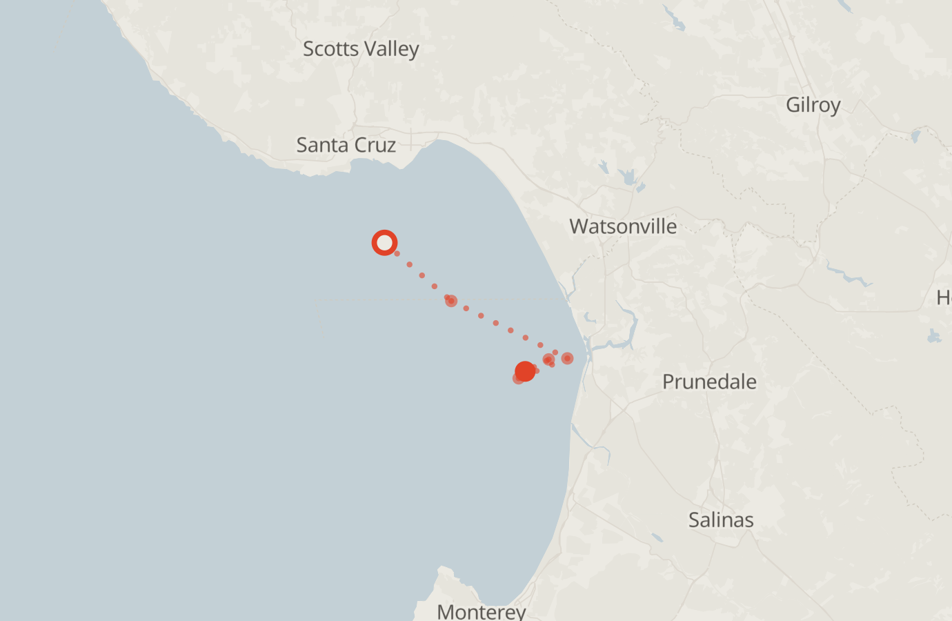 Activity map — real sighting points on an OpenStreetMap basemap
