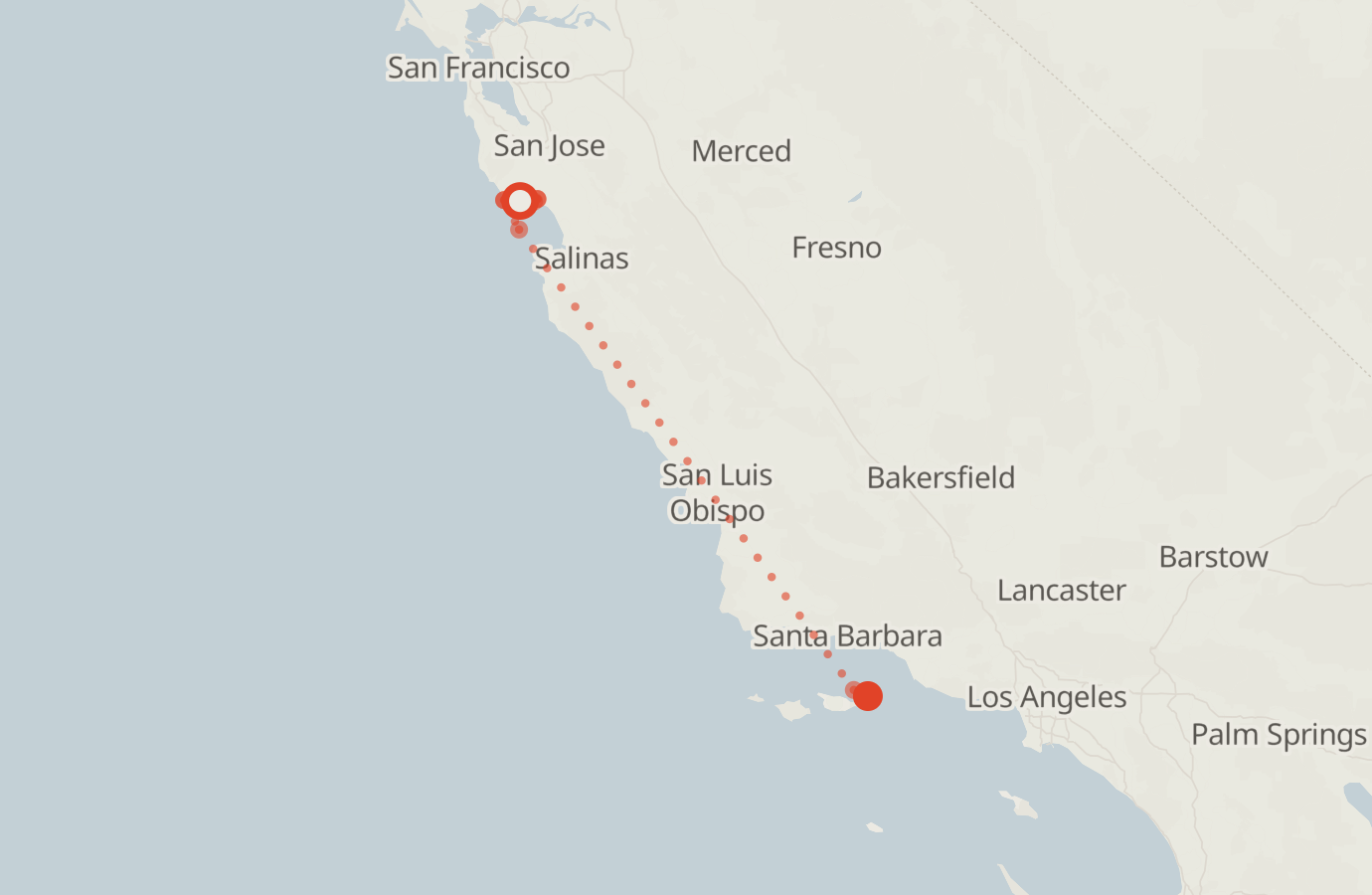 Activity map — real sighting points on an OpenStreetMap basemap
