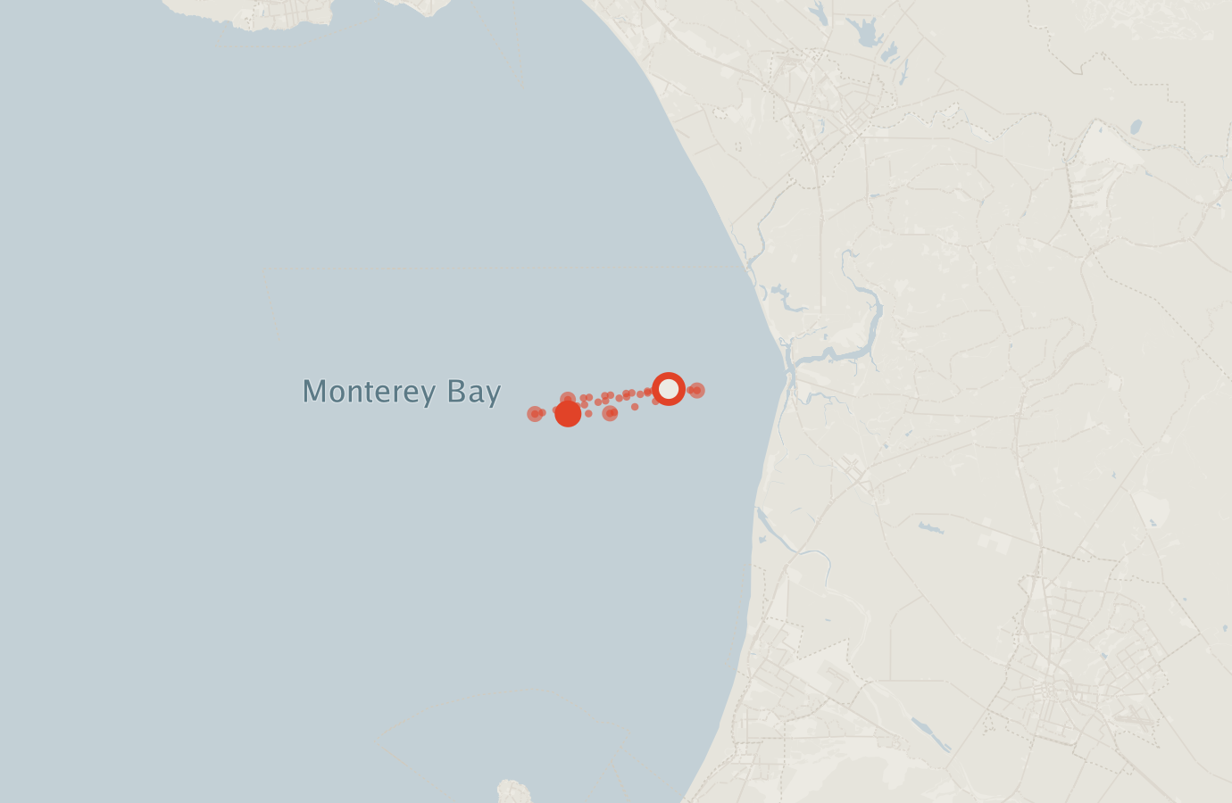 Activity map — real sighting points on an OpenStreetMap basemap
