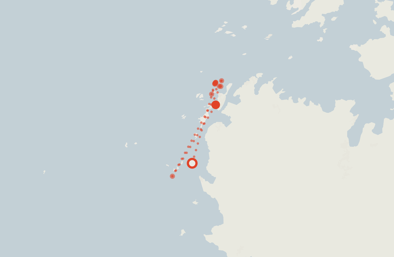 Activity map — real sighting points on an OpenStreetMap basemap