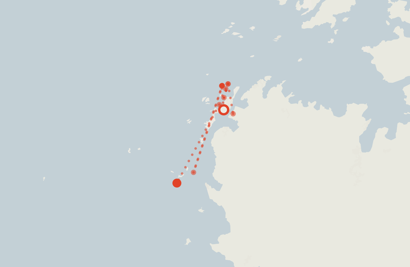 Activity map — real sighting points on an OpenStreetMap basemap