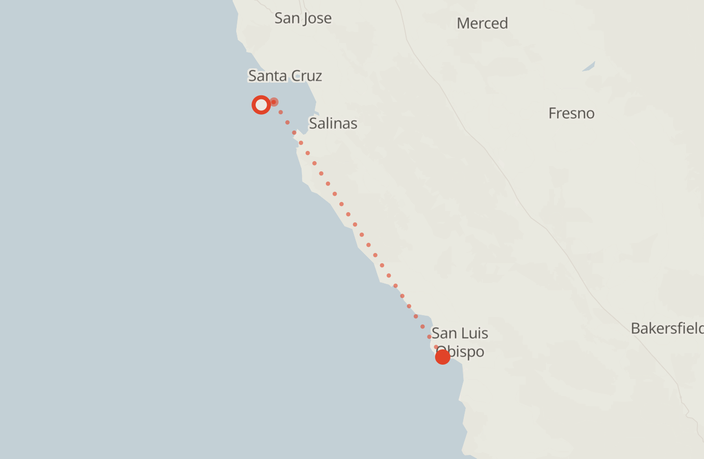 Activity map — real sighting points on an OpenStreetMap basemap