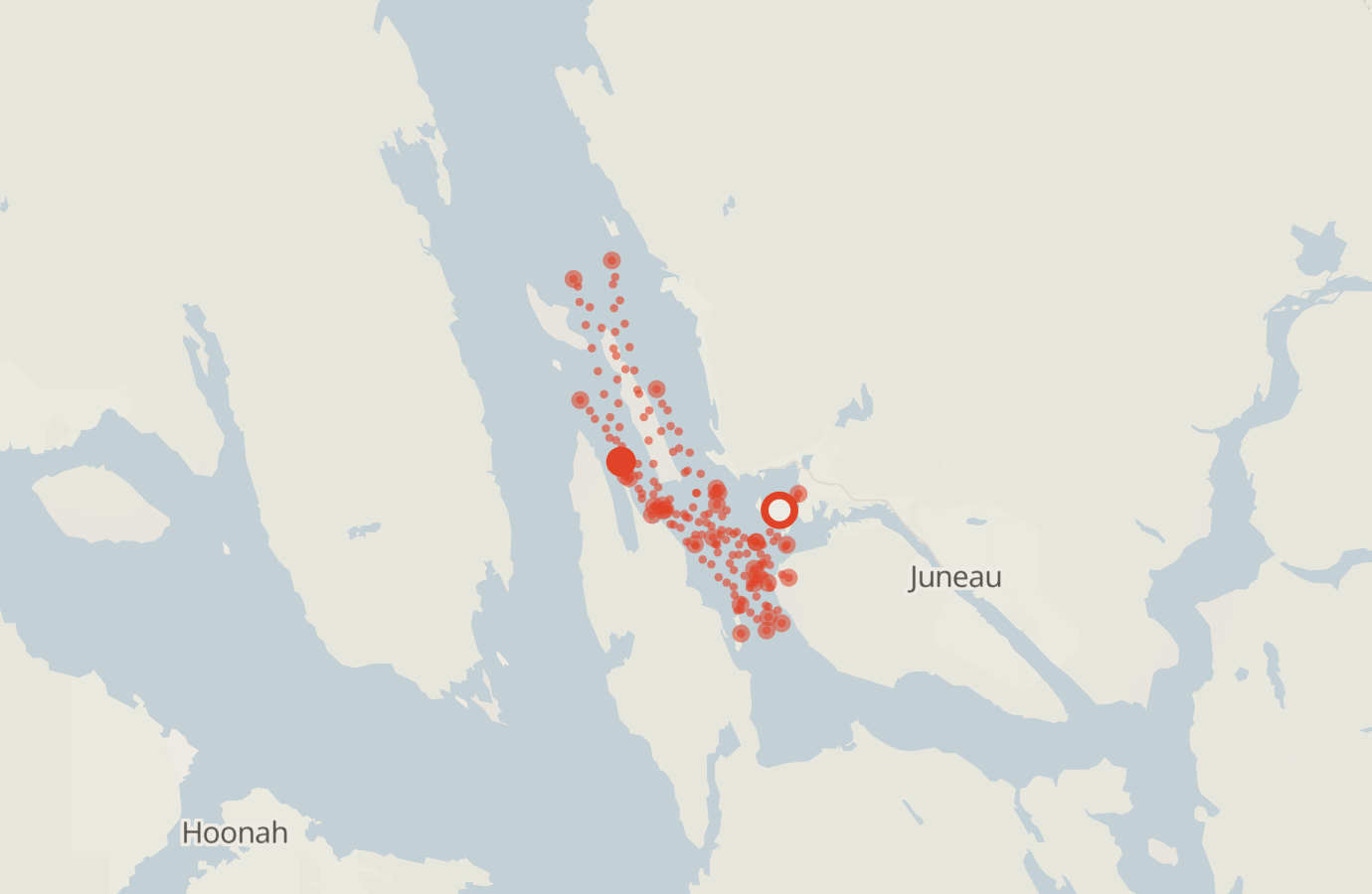 Activity map — real sighting points on an OpenStreetMap basemap
