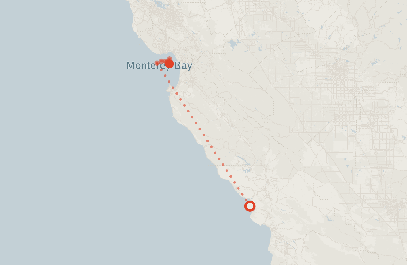 Activity map — real sighting points on an OpenStreetMap basemap