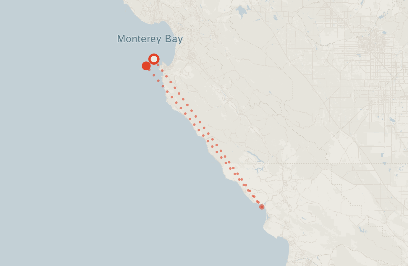 Activity map — real sighting points on an OpenStreetMap basemap