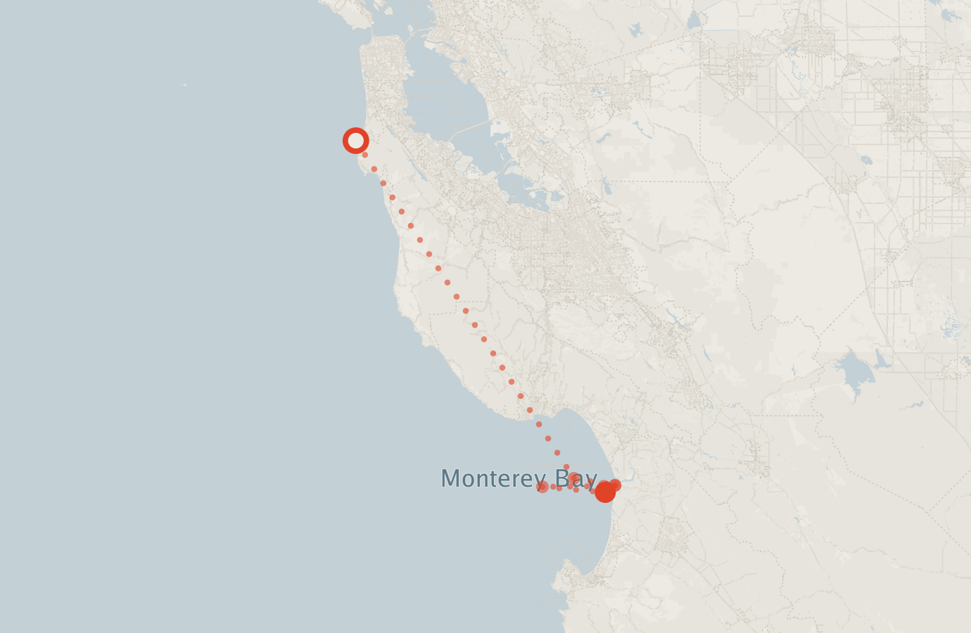 Activity map — real sighting points on an OpenStreetMap basemap