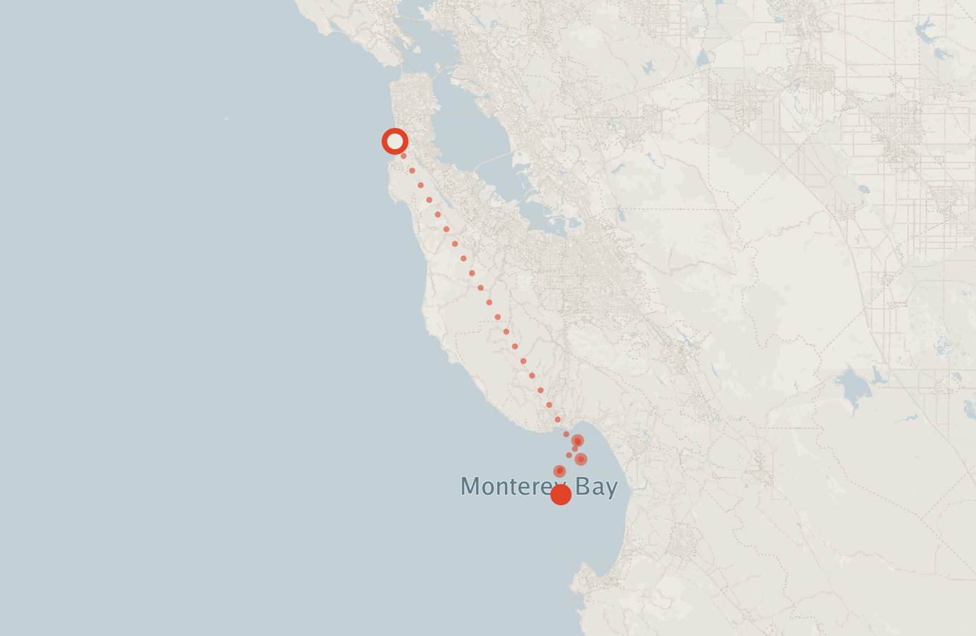 Activity map — real sighting points on an OpenStreetMap basemap