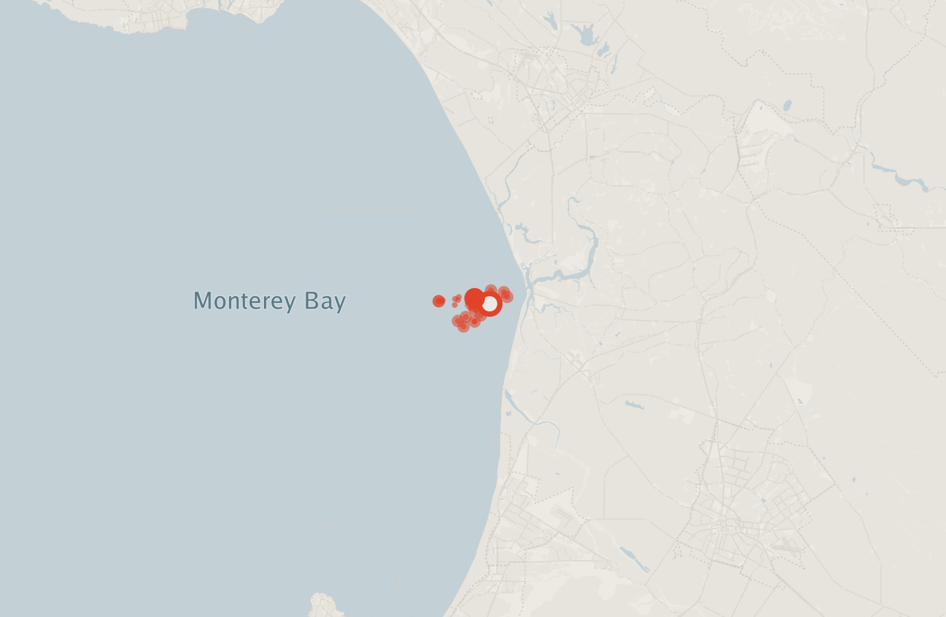 Activity map — real sighting points on an OpenStreetMap basemap