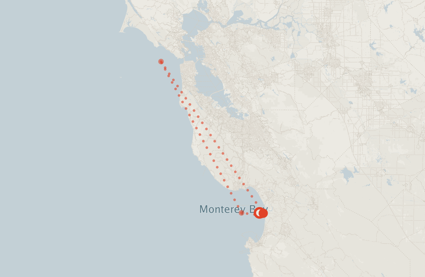 Activity map — real sighting points on an OpenStreetMap basemap