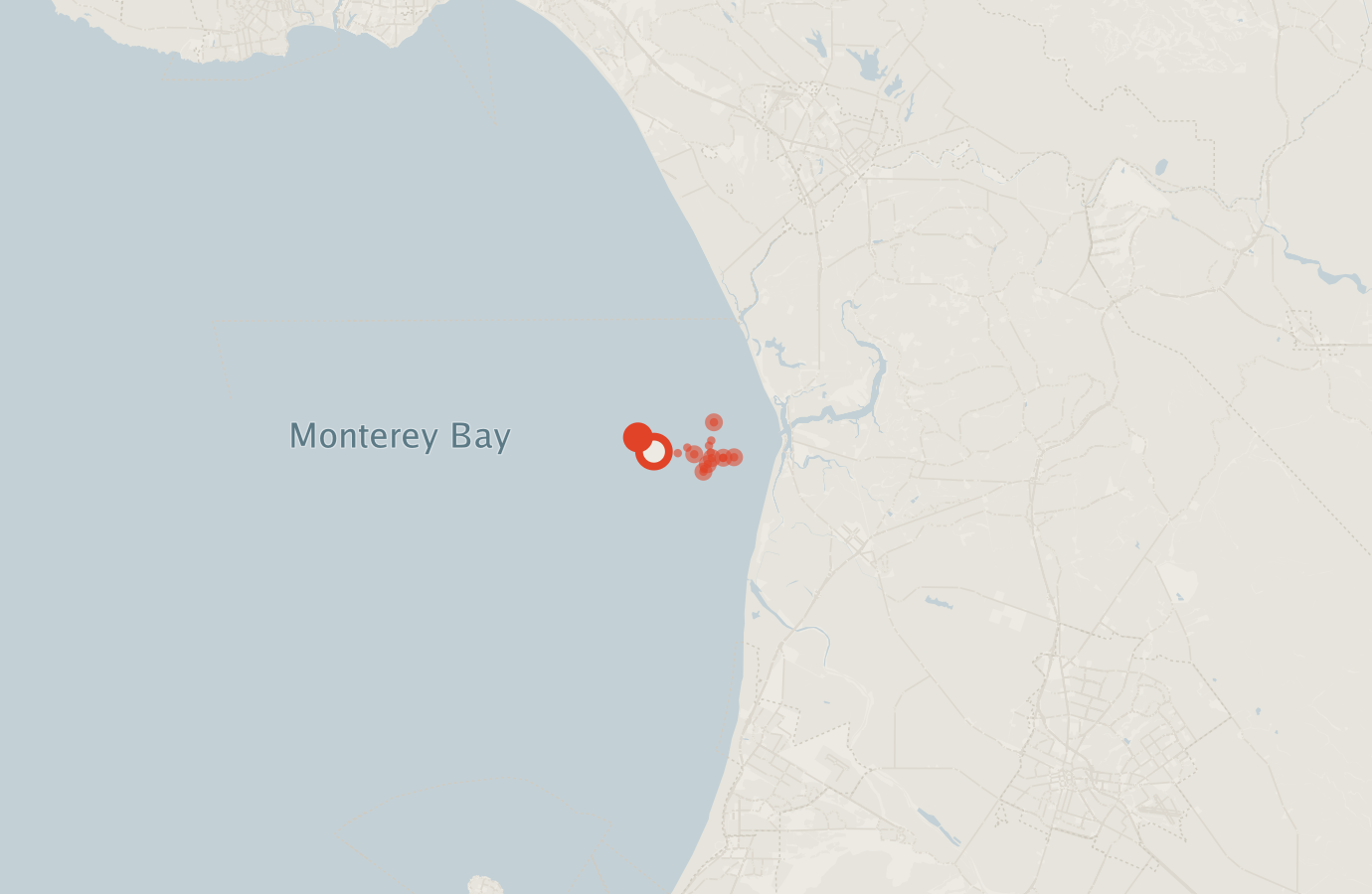 Activity map — real sighting points on an OpenStreetMap basemap