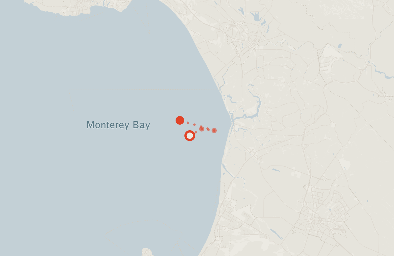 Activity map — real sighting points on an OpenStreetMap basemap